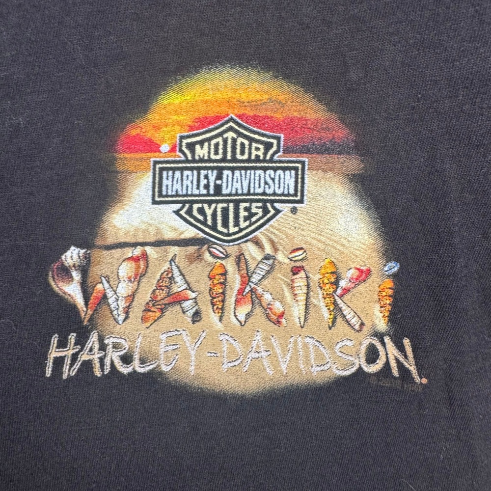 NWT Harley-Davidson T-Shirt Women Medium Black Waikiki Hawaii V-Neck Graphic Tee - Picture 4 of 8